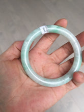 Load image into Gallery viewer, 56.5mm 100% natural type A white/sunny green round cut jadeite jade bangle BL108