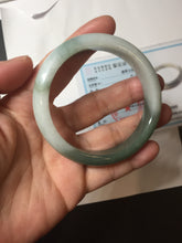 Load image into Gallery viewer, 55.5mm certified 100% natural Type A oily dark green gray black(老油青) half mountain half water (半山半水) oval jadeite jade bangle BS179-0065