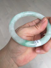 Load image into Gallery viewer, 56.5mm 100% natural type A white/sunny green round cut jadeite jade bangle BL108