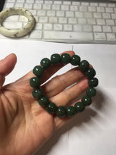 Load image into Gallery viewer, 100% Natural 10.8/12mm dark green/gray/black vintage style Jade (碧玉)bead bracelet group HT132