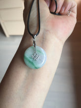 Load image into Gallery viewer, 23.5/4.9mm Type A 100% Natural green white Jadeite Jade Safety Guardian Button donuts Pendant BP115