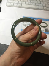 Load image into Gallery viewer, 56mm certified 100% natural Type A oliy dark green(油青) brown jadeite jade bangle BS101-4047