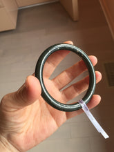 Load image into Gallery viewer, 61.5mm 100% Natural dark green/black meteorite Stellar Night sky slim round cut nephrite bangle HN61-0753