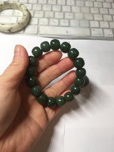 Load image into Gallery viewer, 100% Natural 10.8/12mm dark green/gray/black vintage style Jade (碧玉)bead bracelet group HT132