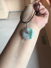 Load image into Gallery viewer, 23.5/4.9mm Type A 100% Natural green white Jadeite Jade Safety Guardian Button donuts Pendant BP115