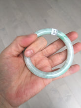 Load image into Gallery viewer, 56.5mm 100% natural type A white/sunny green round cut jadeite jade bangle BL108