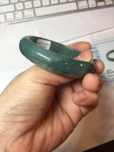 Load image into Gallery viewer, 53.8mm Certified Type A 100% Natural Light Green/Blue/Gray With Flying Snow Guatemala Jadeite Bangle PH267-1242