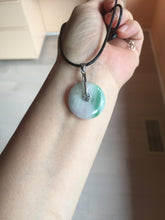 Load image into Gallery viewer, 23.5/4.9mm Type A 100% Natural green white Jadeite Jade Safety Guardian Button donuts Pendant BP115