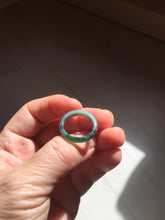 Load image into Gallery viewer, 16.7mm Size 6 1/4 100% natural type A icy watery dark green blue black gray Guatemala jadeite band ring group PE129