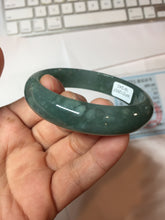 Load image into Gallery viewer, 53.8mm Certified Type A 100% Natural Light Green/Blue/Gray With Flying Snow Guatemala Jadeite Bangle PH267-1242