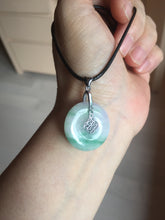 Load image into Gallery viewer, 23.5/4.9mm Type A 100% Natural green white Jadeite Jade Safety Guardian Button donuts Pendant BP115