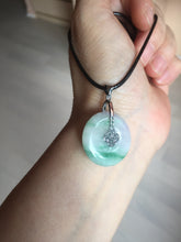Load image into Gallery viewer, 23.5/4.9mm Type A 100% Natural green white Jadeite Jade Safety Guardian Button donuts Pendant BP115