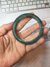 Load image into Gallery viewer, 53.8mm Certified Type A 100% Natural Light Green/Blue/Gray With Flying Snow Guatemala Jadeite Bangle PH267-1242