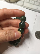 Load image into Gallery viewer, 100% Natural 10.8/12mm dark green/gray/black vintage style Jade (碧玉)bead bracelet group HT132