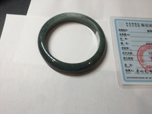 Load image into Gallery viewer, 62.3mm certified 100% natural Type A oily dark green gray black(老油青) jadeite jade bangle BS180-0055
