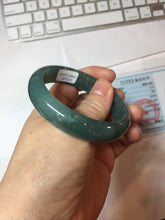 Load image into Gallery viewer, 53.8mm Certified Type A 100% Natural Light Green/Blue/Gray With Flying Snow Guatemala Jadeite Bangle PH267-1242