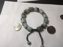 Load image into Gallery viewer, 54–66mm 100% Natural Type A Dark Green, White, Lavender & Gray Jadeite Cylinder Bead Bracelet PC243