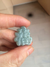 Load image into Gallery viewer, 100% Natural icy watery blue/green/gray jadeite jade blessed fortune pendant BG7