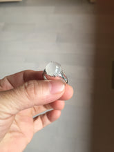 Load image into Gallery viewer, 100% Natural icy white clear ShuiMo Jade(水沫玉,foam of the water, quartzite) ring XY106