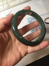 Load image into Gallery viewer, 62.3mm certified 100% natural Type A oily dark green gray black(老油青) jadeite jade bangle BS180-0055