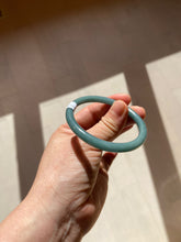 Load image into Gallery viewer, 48mm Certified Type A 100% Natural deep sea green/blue/gray/white oval round cut Guatemala Jadeite bangle KS95-2468