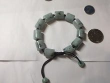 Load image into Gallery viewer, 54–66mm 100% Natural Type A light Green, White Gray Jadeite Cylinder Bead Bracelet PC244