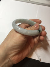 Load image into Gallery viewer, 52mm certified natural 100% natural Type A green white with green flying flowers oval jadeite jade bangle PB109-2439