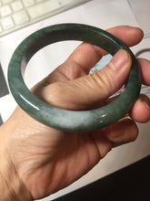 Load image into Gallery viewer, 62.3mm certified 100% natural Type A oily dark green gray black(老油青) jadeite jade bangle BS180-0055