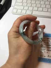 Load image into Gallery viewer, 49mm certified natural 100% natural Type A green white with green flying flowers oval jadeite jade bangle PB110-2435