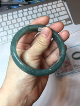 Load image into Gallery viewer, 58.6mm Certified Type A 100% Natural Light Green/Blue/Gray With Flying Snow Guatemala Jadeite Bangle PH268-1238