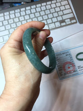 Load image into Gallery viewer, 58.6mm Certified Type A 100% Natural Light Green/Blue/Gray With Flying Snow Guatemala Jadeite Bangle PH268-1238