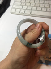 Load image into Gallery viewer, 49mm certified natural 100% natural Type A green white with green flying flowers oval jadeite jade bangle PB110-2435
