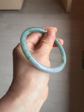 Load image into Gallery viewer, 61.5mm Certified Type A 100% Natural oily dark green(老油青) purple gray black round cut Jadeite Jade bangle Bh103-0715