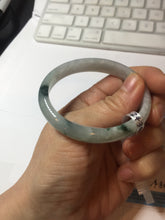Load image into Gallery viewer, 49mm certified natural 100% natural Type A green white with green flying flowers oval jadeite jade bangle PB110-2435