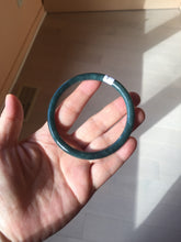 Load image into Gallery viewer, 60mm Certified Type A 100% Natural dark green/blue/gray with Guatemala slim round cut Jadeite bangle BG205-8850