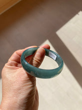 Load image into Gallery viewer, 52.8mm Certified Type A 100% Natural icy watery deep sea green/blue/gray/white Guatemala Jadeite bangle KS91-6393