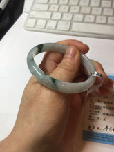 Load image into Gallery viewer, 49mm certified natural 100% natural Type A green white with green flying flowers oval jadeite jade bangle PB110-2435