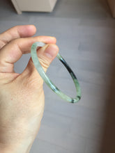 Load image into Gallery viewer, 57mm Certified Type A 100% Natural green/black/gray with dark green floating flowers super slim round cut Jadeite bangle PD47-5770