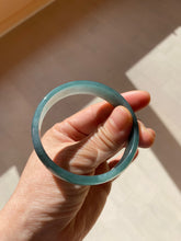 Load image into Gallery viewer, 52.8mm Certified Type A 100% Natural icy watery deep sea green/blue/gray/white Guatemala Jadeite bangle KS91-6393