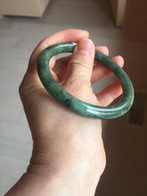 Load image into Gallery viewer, 60.2mm Certified Type A 100% Natural oily dark green(老油青) gray black round cut Jadeite Jade bangle BH102-0692