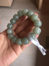 Load image into Gallery viewer, 14x13mm 100% Natural light green/gray vintage style nephrite Jade bead bracelet HF28