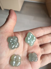 Load image into Gallery viewer, Type A 100% Natural icy watery light green/gray jadeite Jade flower Pendant BQ41