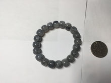 Load image into Gallery viewer, 9/10mm 100% Natural icy black sesame paste(冰芝麻糊青花) vintage style nephrite Jade bead bracelet group HN31
