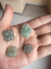 Load image into Gallery viewer, Type A 100% Natural icy watery light green/gray jadeite Jade flower Pendant BQ41