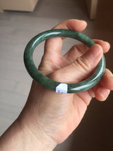 Load image into Gallery viewer, 60.2mm Certified Type A 100% Natural oily dark green(老油青) gray black round cut Jadeite Jade bangle BH102-0692