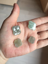 Load image into Gallery viewer, Type A 100% Natural icy watery light green/gray jadeite Jade flower Pendant BQ41