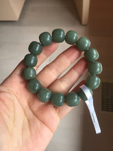 Load image into Gallery viewer, 100% Natural 13.8x13mm green/yellow/brown/blue/gray vintage style nephrite Jade bead man bracelet HF22