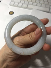 Load image into Gallery viewer, 56.5mm 100% Natural type A icy watery green/blue carved and golden-painted chubby round cut Jadeite Jade bangle PC75