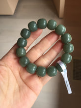 Load image into Gallery viewer, 100% Natural 13.8x13mm green/yellow/brown/blue/gray vintage style nephrite Jade bead man bracelet HF22
