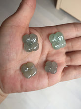 Load image into Gallery viewer, Type A 100% Natural icy watery light green/gray jadeite Jade flower Pendant BQ41